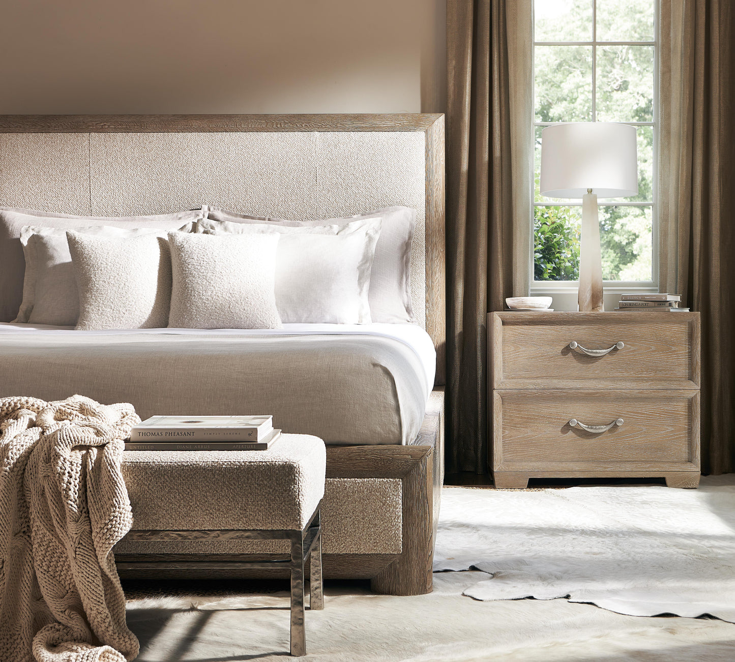 Aventura Beige/Frosted Nickel Bench - Ornate Home