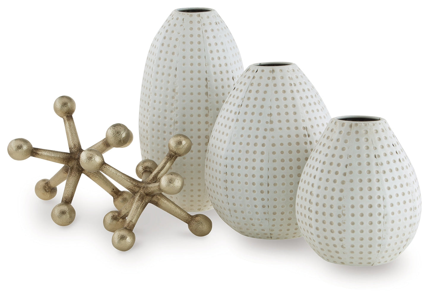 Azerton White/Gold Finish Accessory Set (Set of 5)- Viva Furn