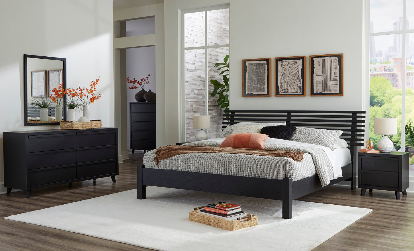 Danziar Black Wide Chest of Drawers