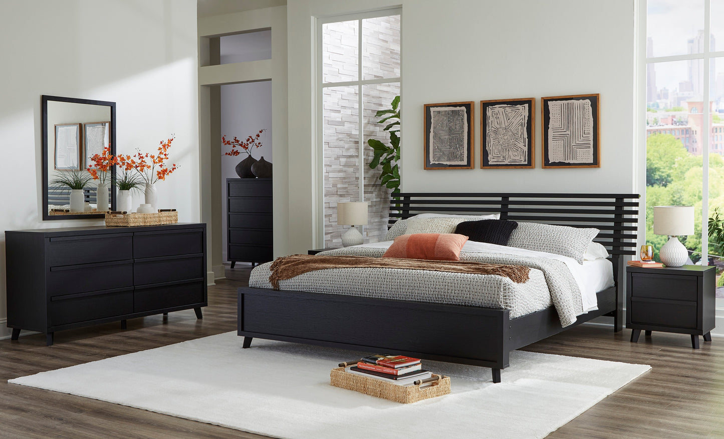 Danziar Black Wide Chest of Drawers