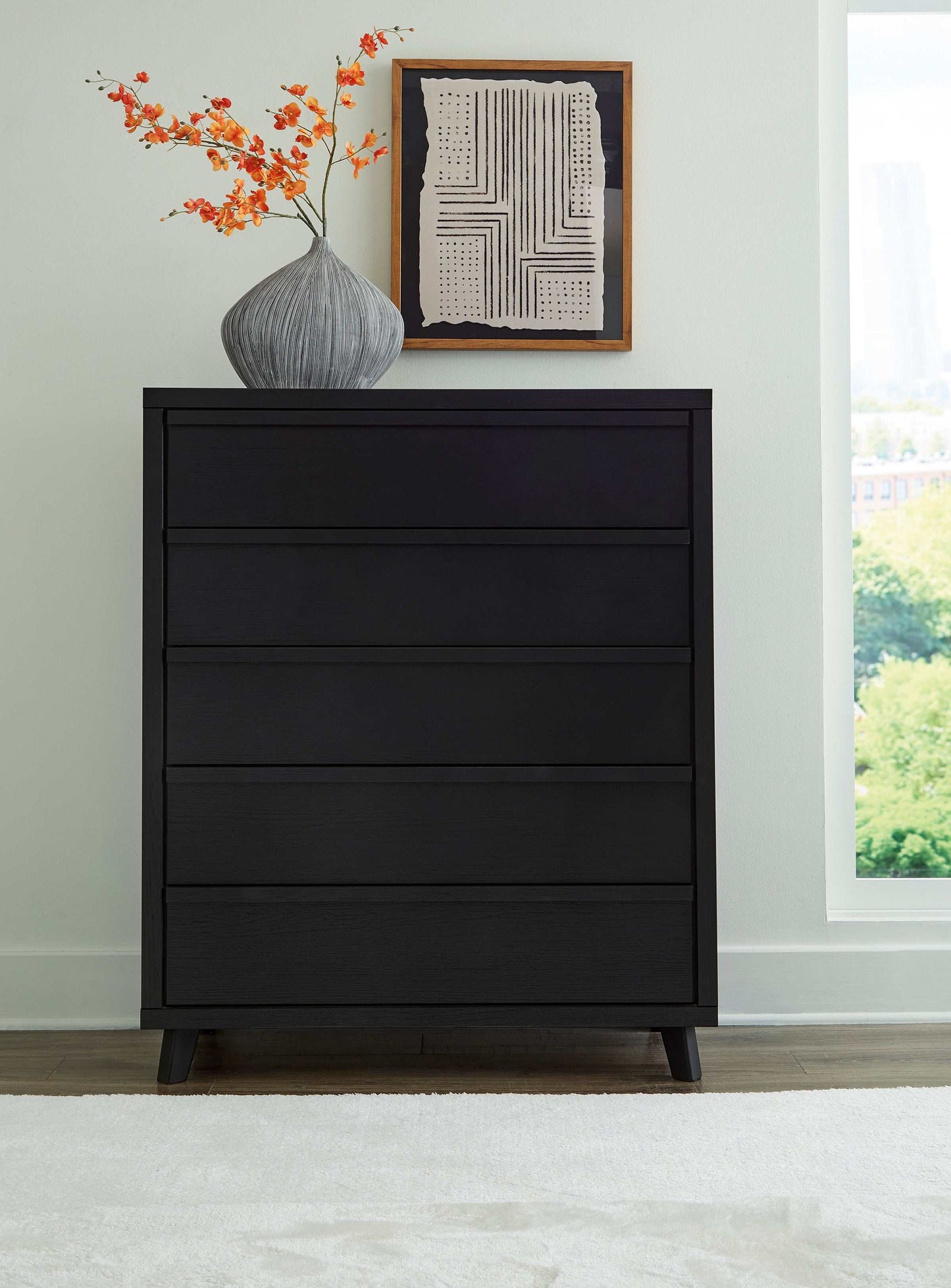 Danziar Black Wide Chest of Drawers
