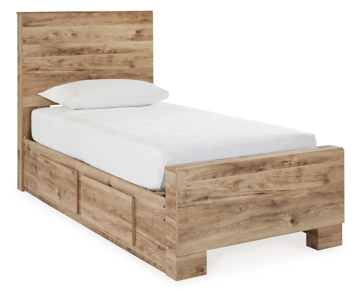 Hyanna Tan Brown Youth Panel Youth Bed w/ 1 Side Storage