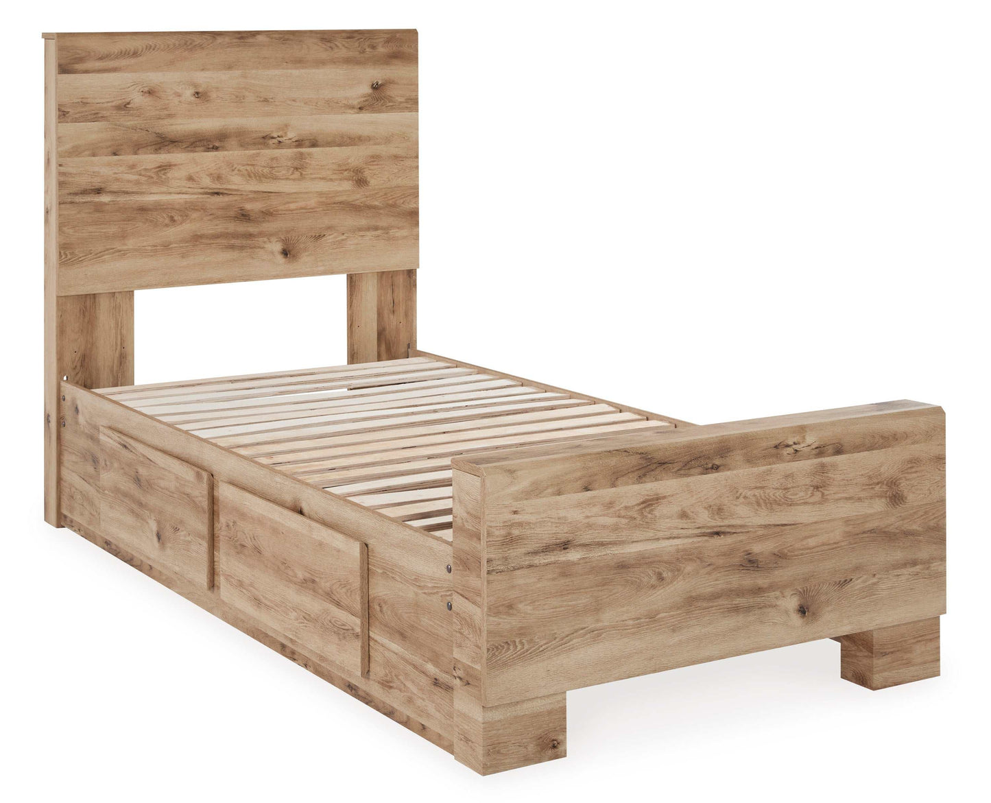 Hyanna Tan Brown Youth Panel Youth Bed w/ 1 Side Storage
