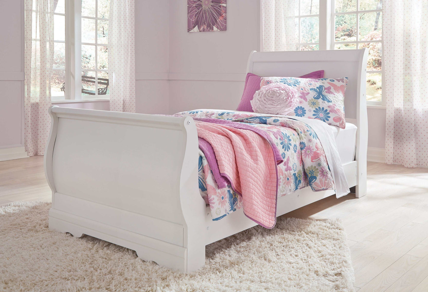 Anarasia White Twin Sleigh Youth Bed