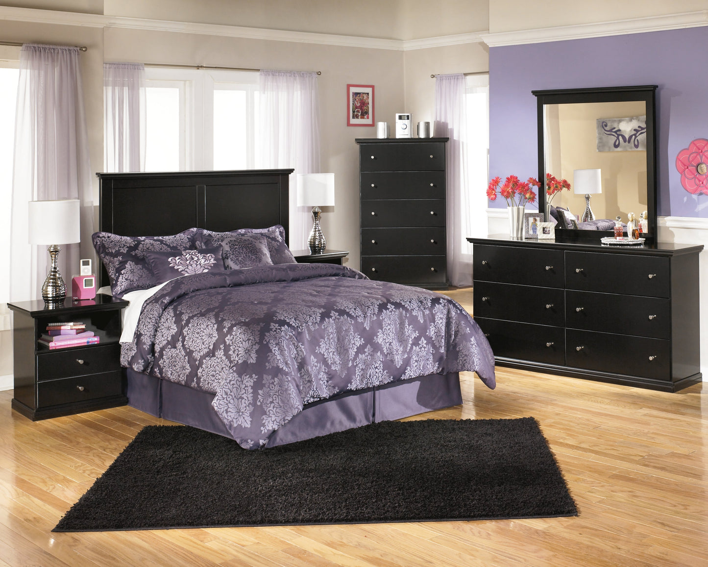Maribel Black Full Panel Headboard