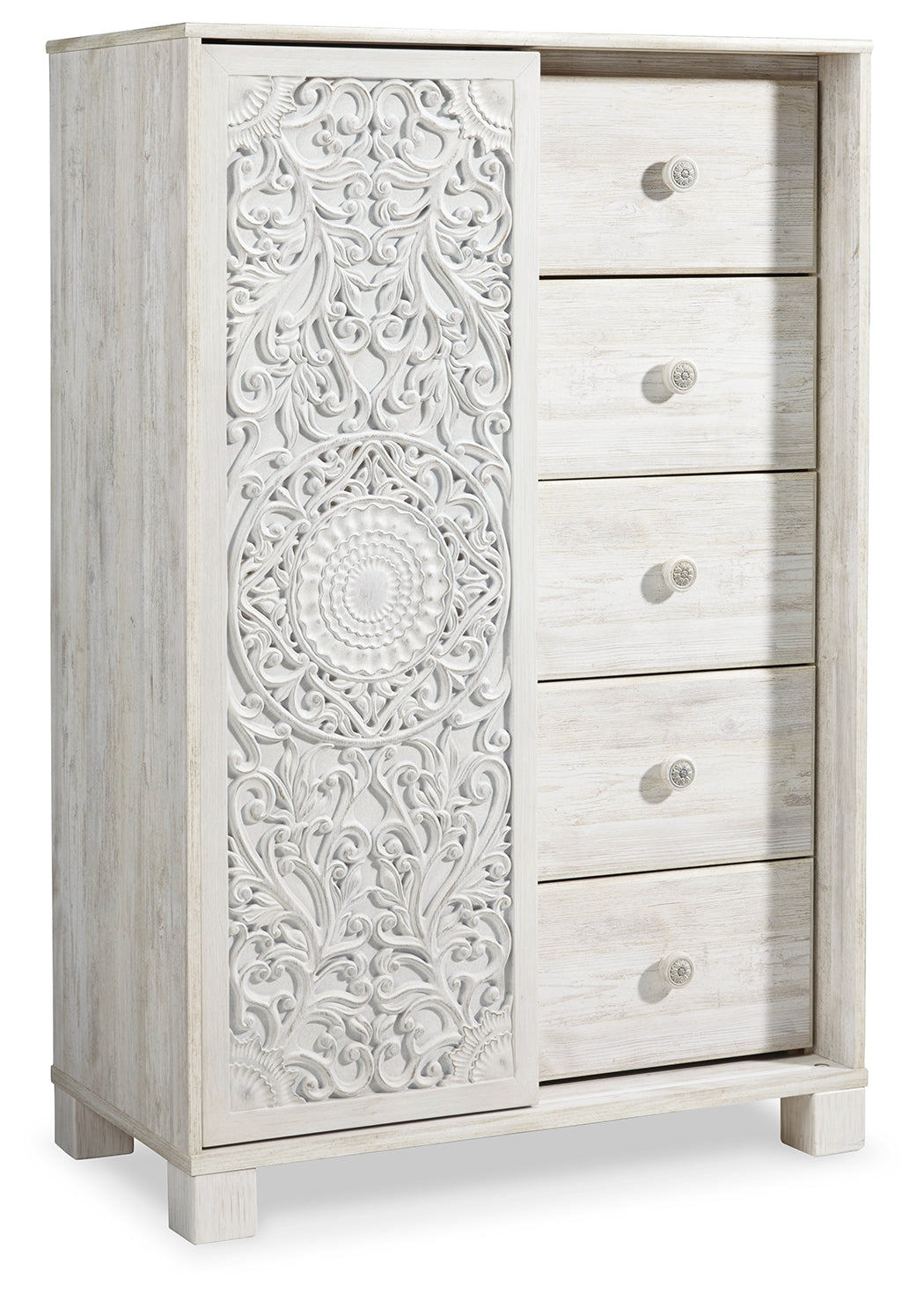 Paxberry Whitewash Full Panel Bedroom Set with Chest and Nightstand