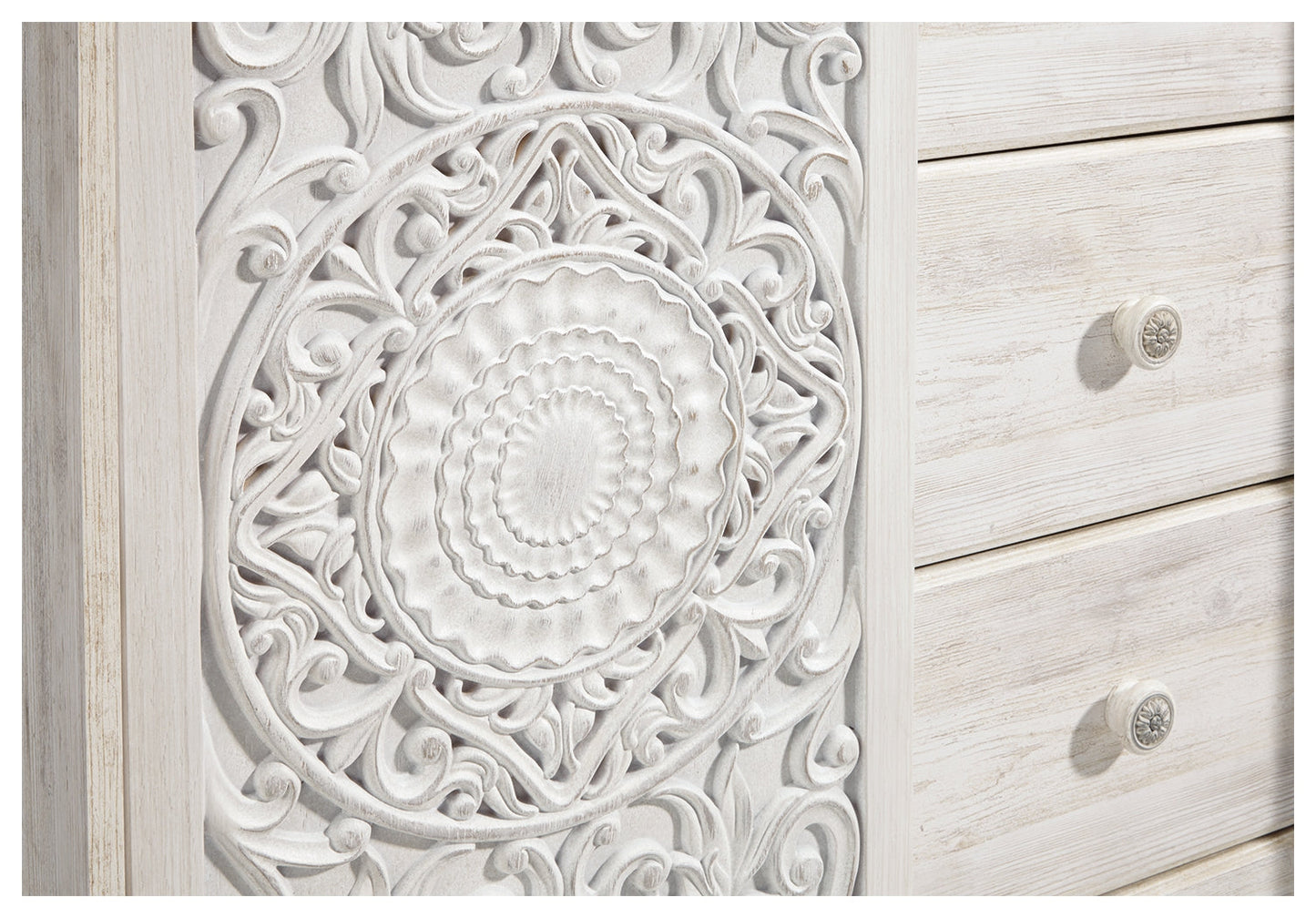 Paxberry Whitewash Full Panel Bedroom Set with Chest and Nightstand