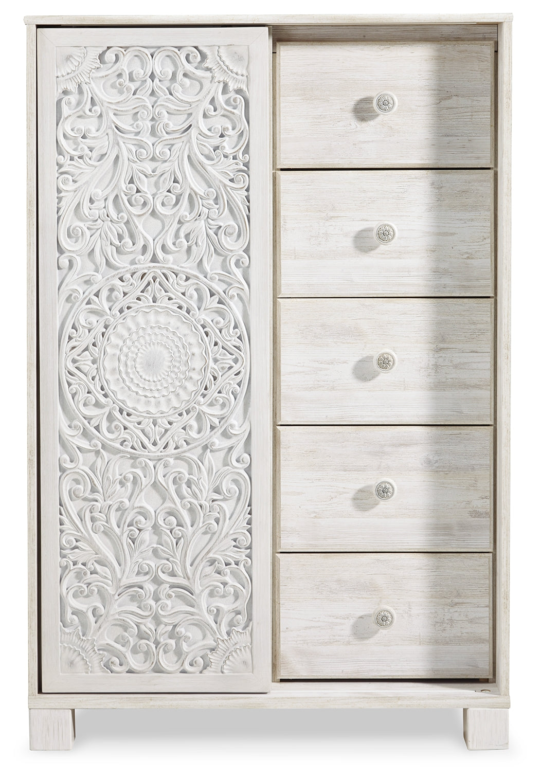 Paxberry Whitewash Full Panel Bedroom Set with Chest and Nightstand
