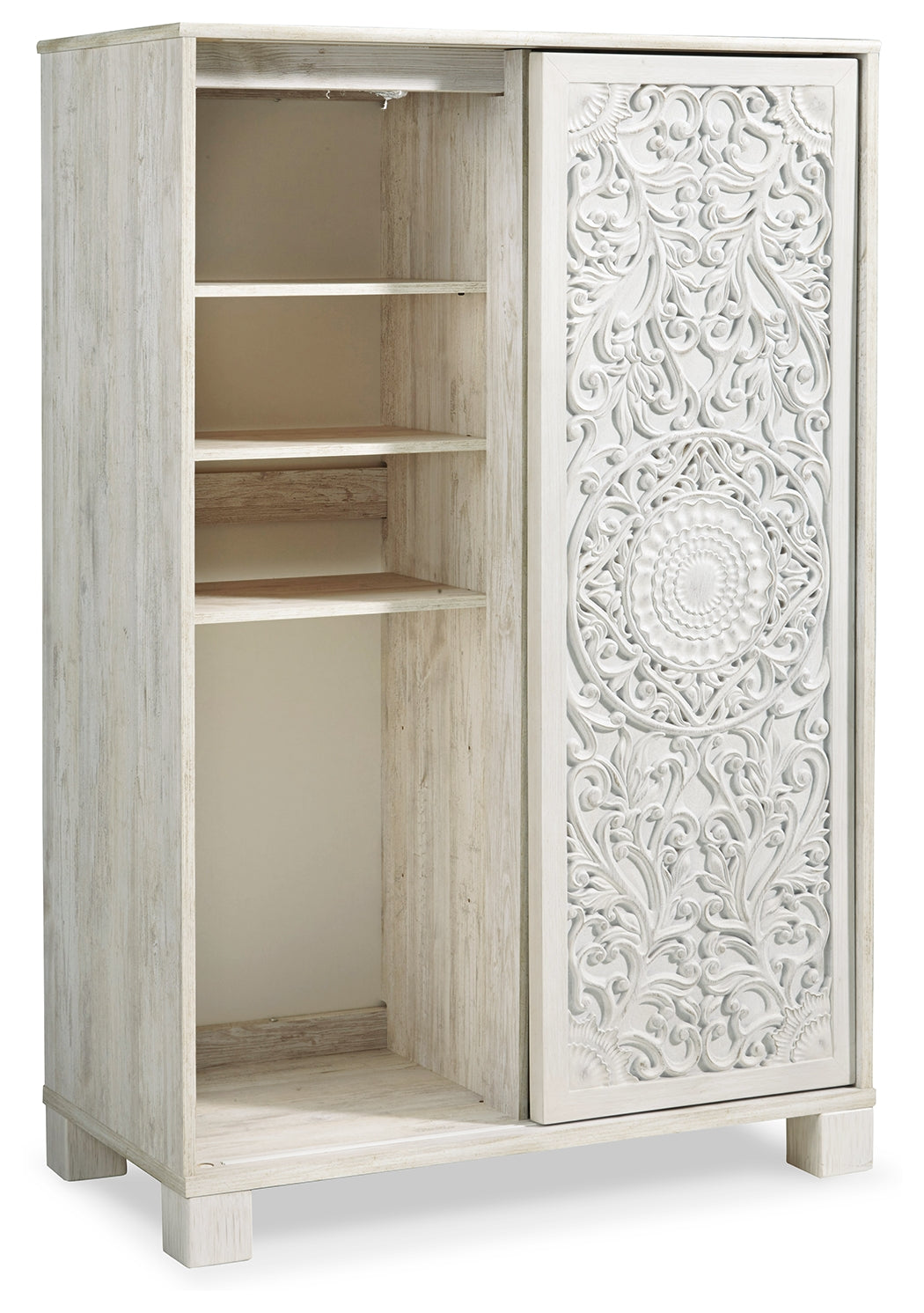 Paxberry Whitewash Full Panel Bedroom Set with Chest and Nightstand