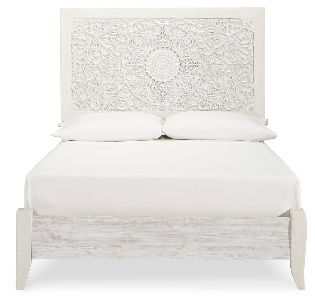 Paxberry Whitewash Full Panel Bedroom Set with Chest and Nightstand