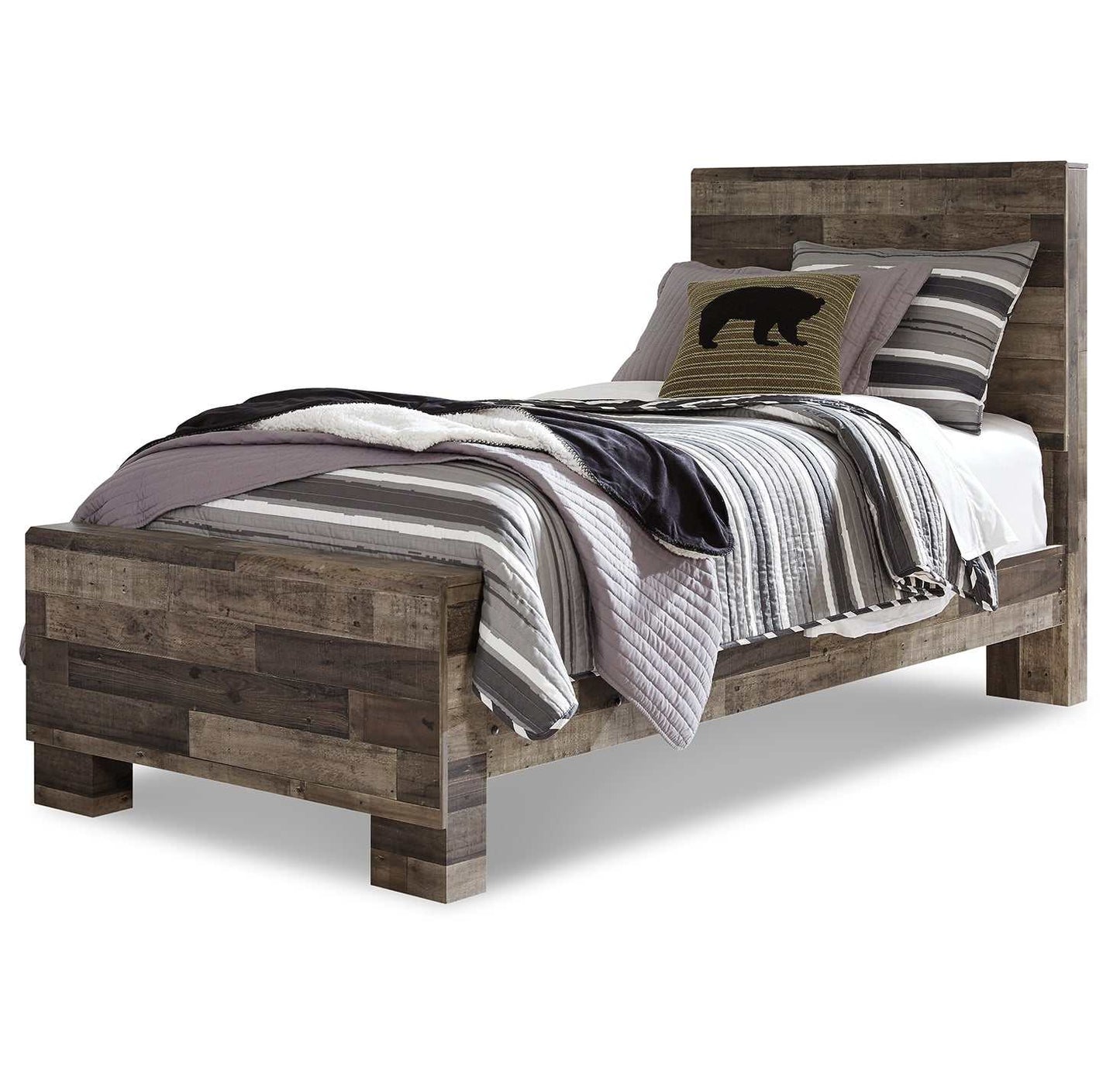 Derekson Multi Gray Twin Panel Bed