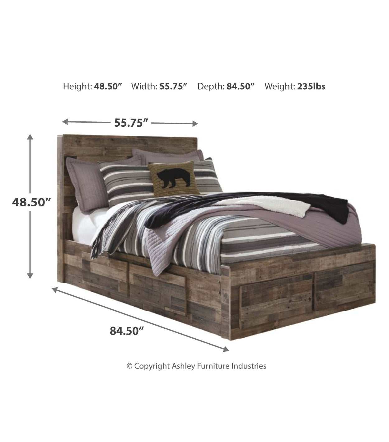 Derekson Multi Gray Full Panel Bed w/ 6 Storage Drawers