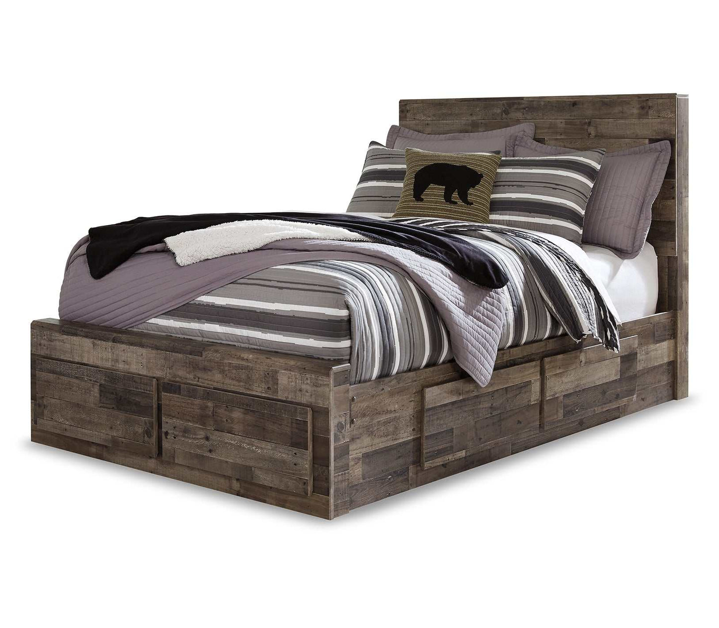 Derekson Multi Gray Full Panel Bed w/ 6 Storage Drawers