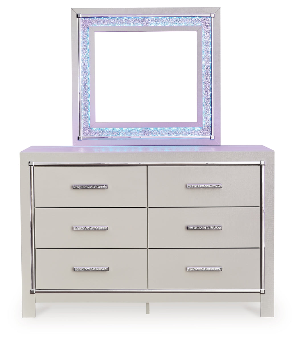 Zyniden Silver Dresser and Mirror