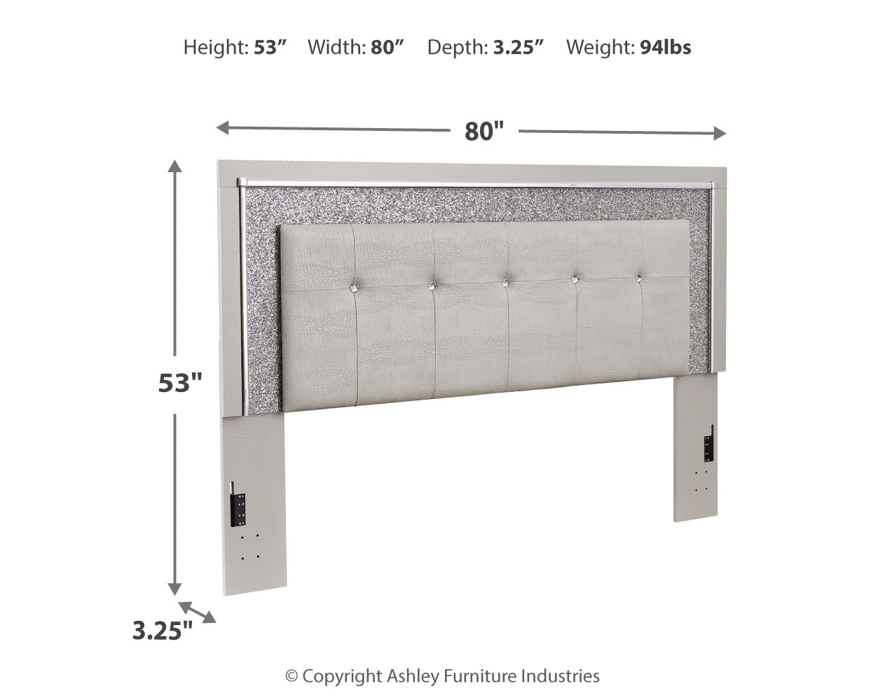 Zyniden King Upholstered Panel Headboard, Dresser and Mirror