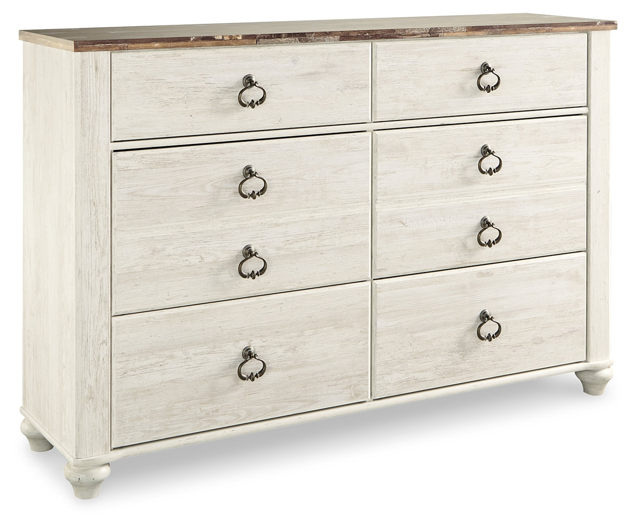 Willowton Whitewash King Sleigh Bedroom Set with Dresser and Nightstand