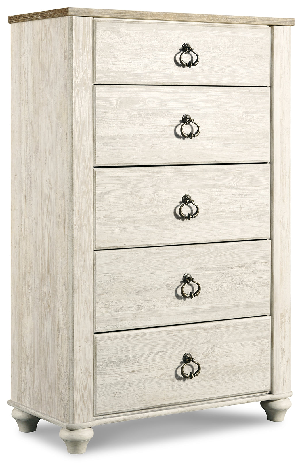 Willowton Whitewash Queen Sleigh Bedroom Set with 2 Dressers, Mirror, Chest and 2 Nightstands