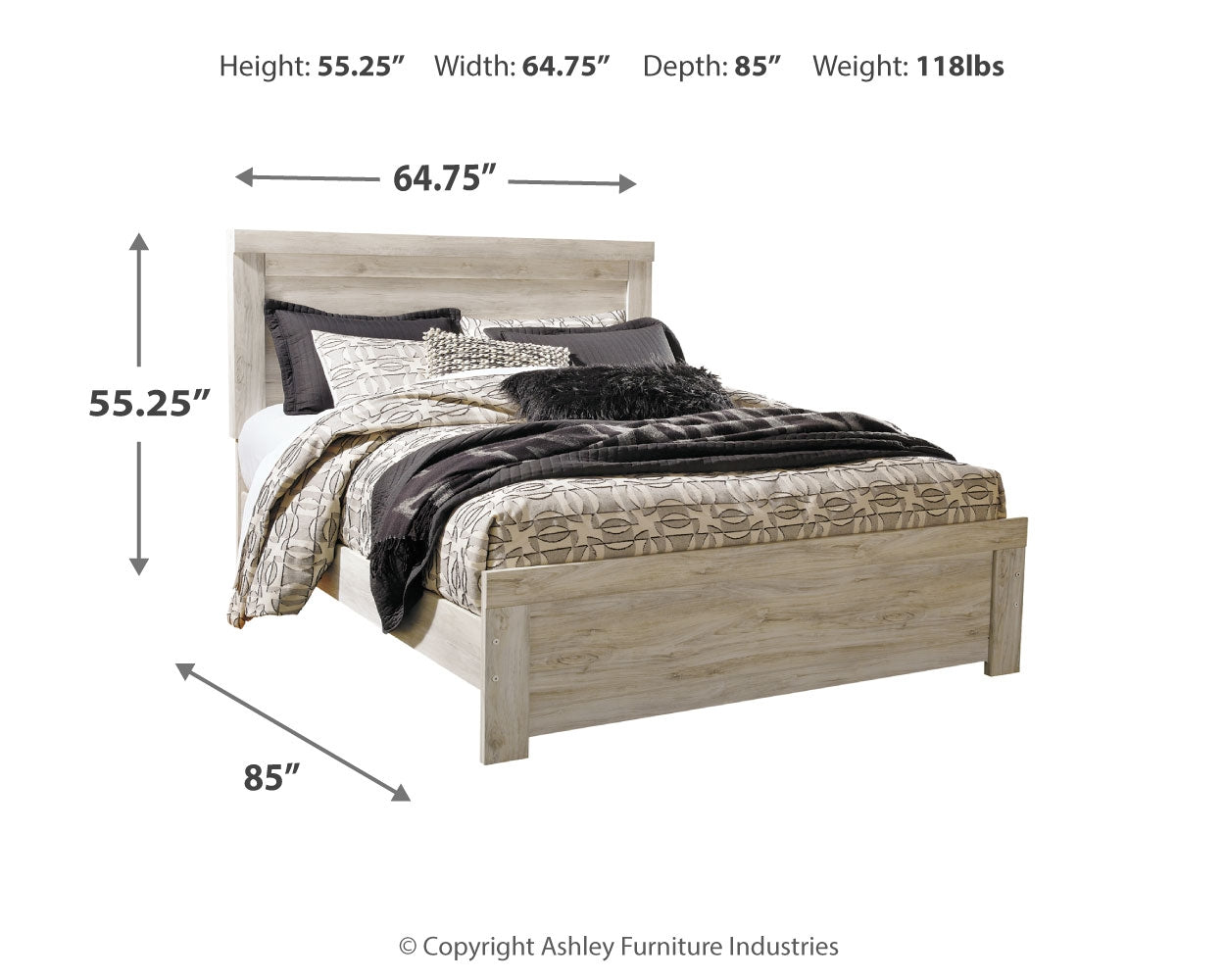 Bellaby Whitewash Queen Panel Bedroom Set with Dresser, Mirror, and Nightstand