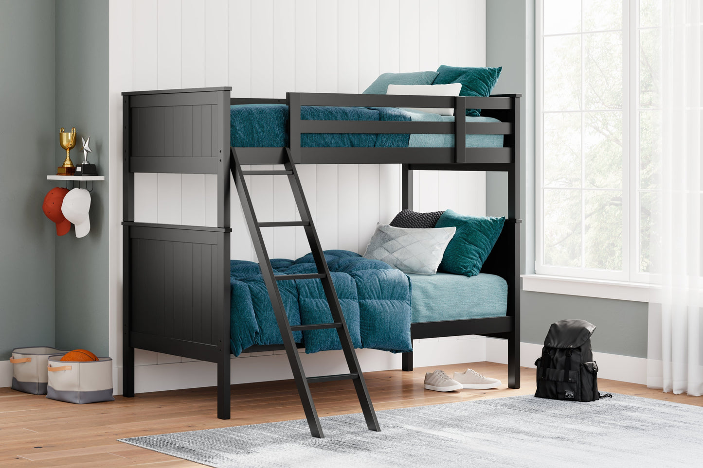 Nextonfort Black Twin over Twin Bunk Youth Bed