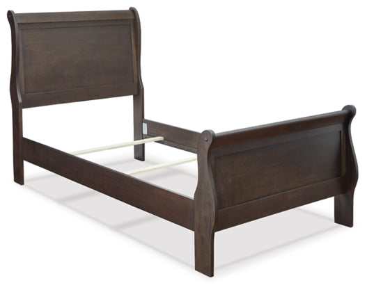 Leewarden Dark Brown Sleigh Bed