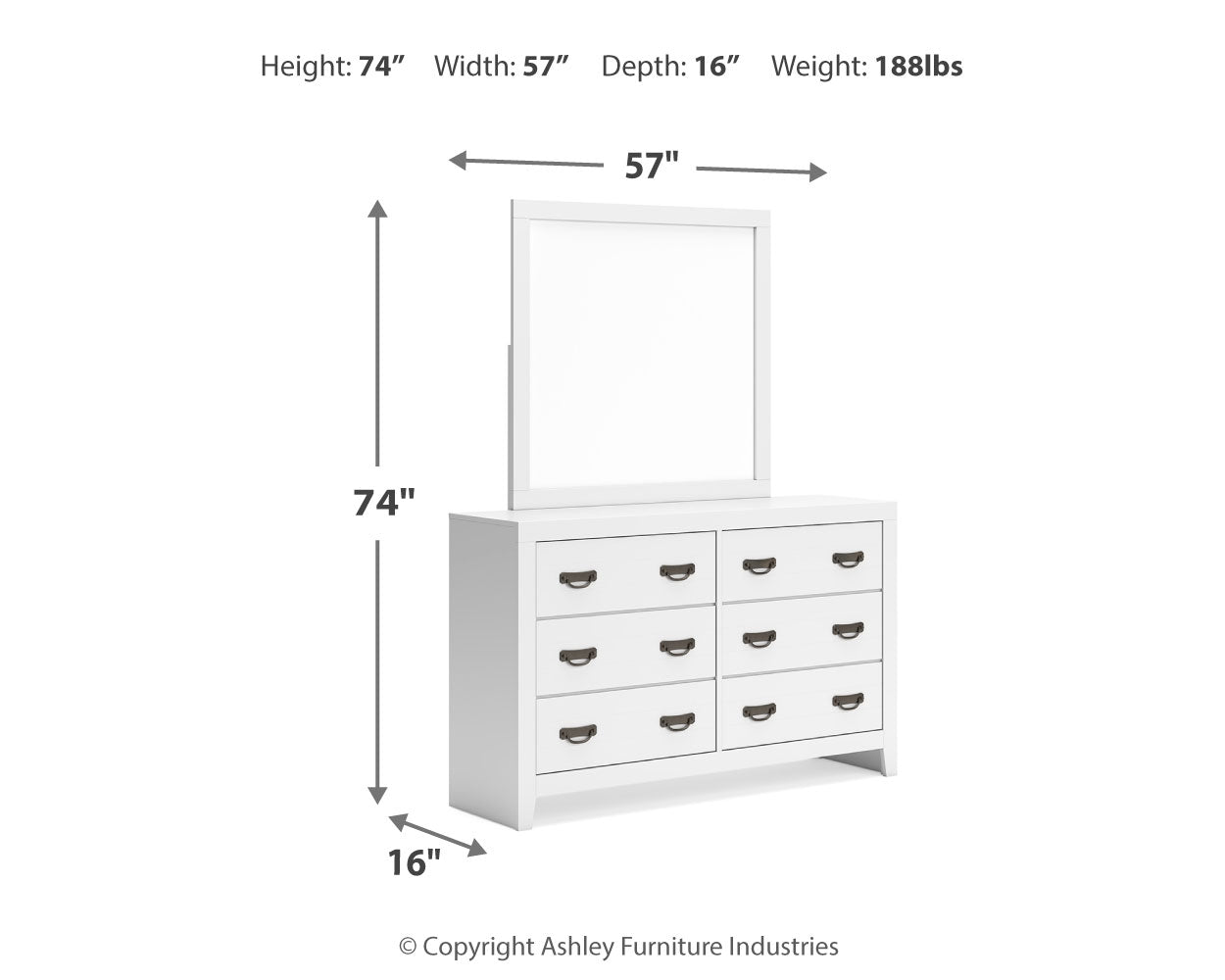 Binterglen Twin Panel Bedroom Set with Dresser and Mirror