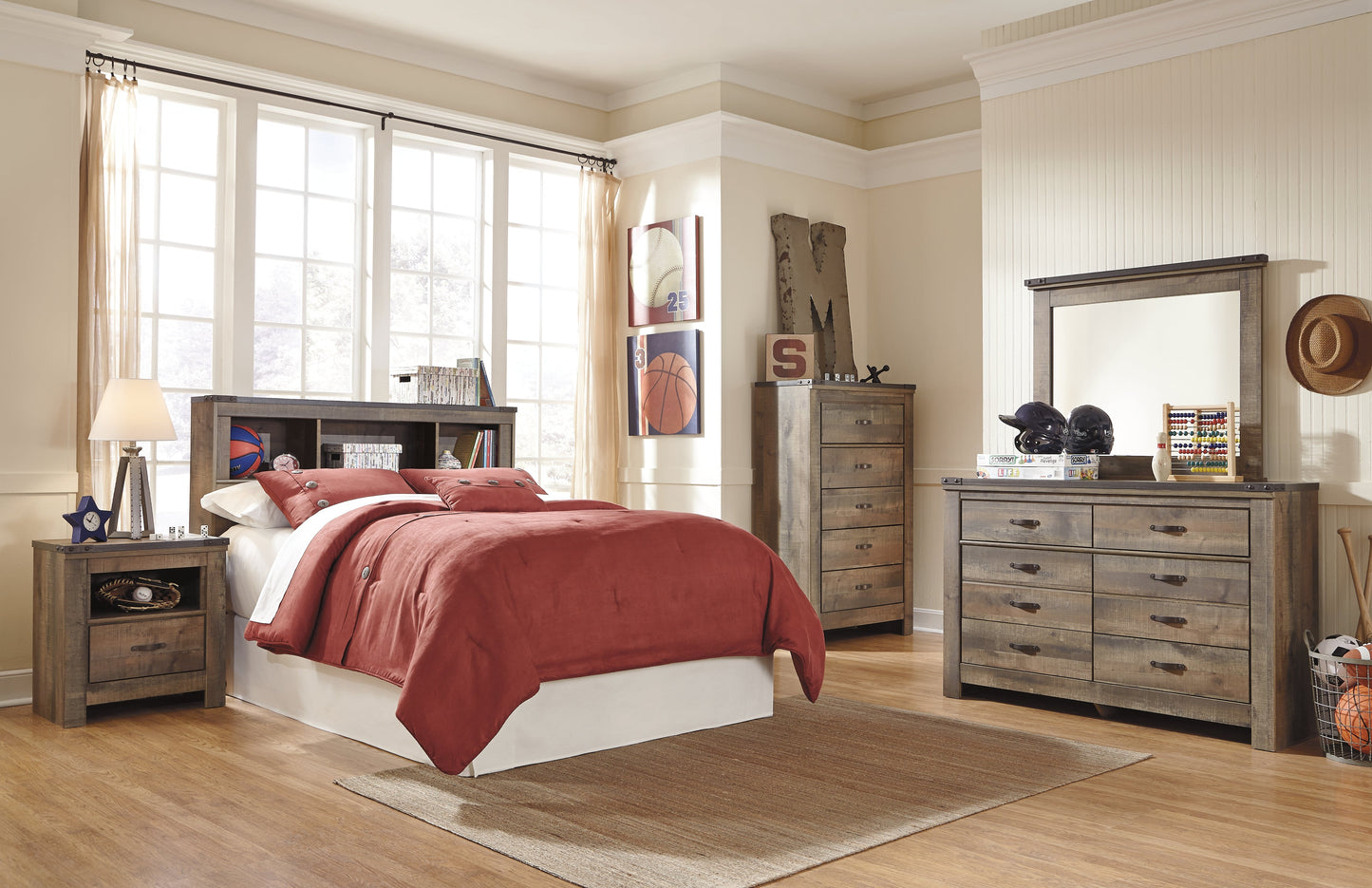 Trinell Brown Full Bookcase Headboard B446-65