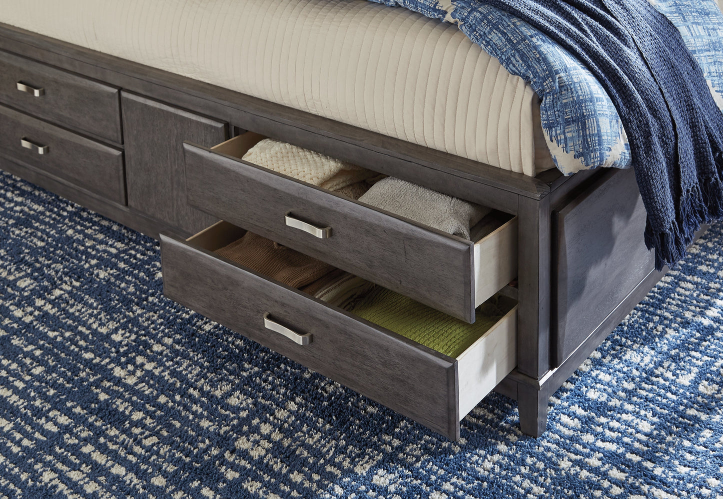 Caitbrook Gray Queen Storage Bedroom Set with Dresser and 2 Nightstands