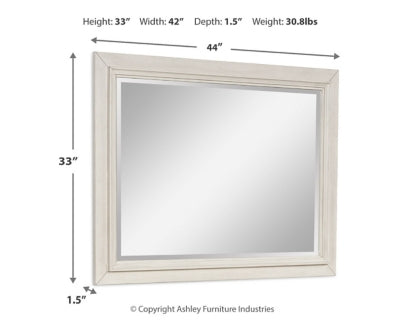 Shaybrock Antique White/Brown Bedroom Mirror - Ornate Home