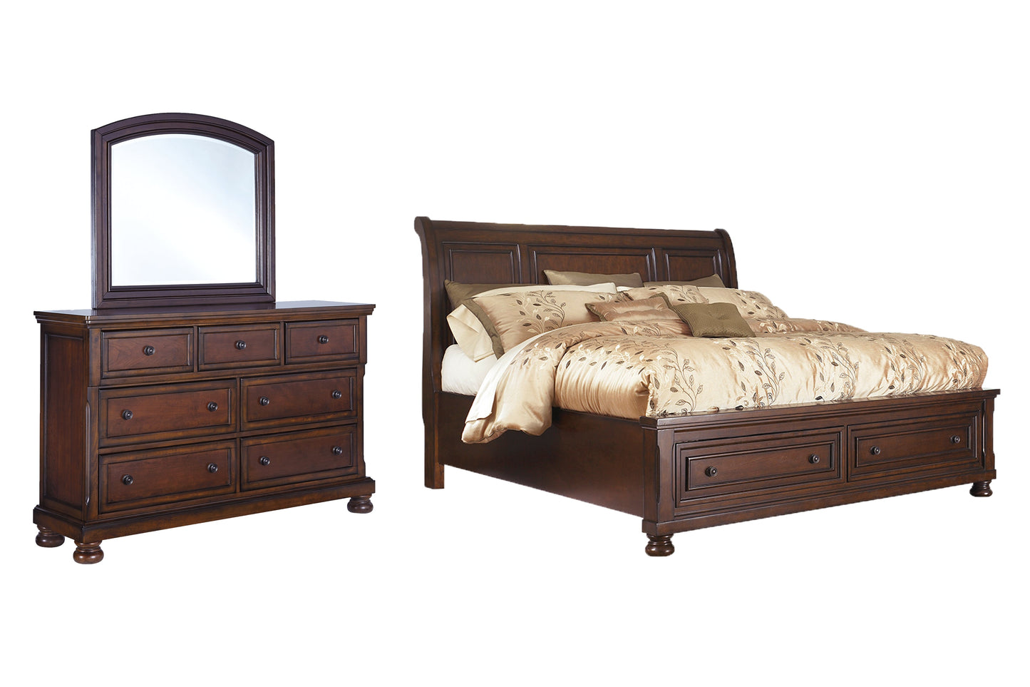 Porter California King Sleigh Bedroom Set with Dresser and Mirror