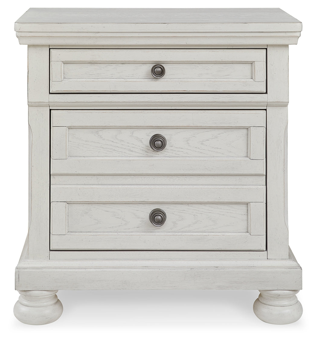 Robbinsdale White Queen Storage Bedroom Set with Dresser, Mirror and Nightstand
