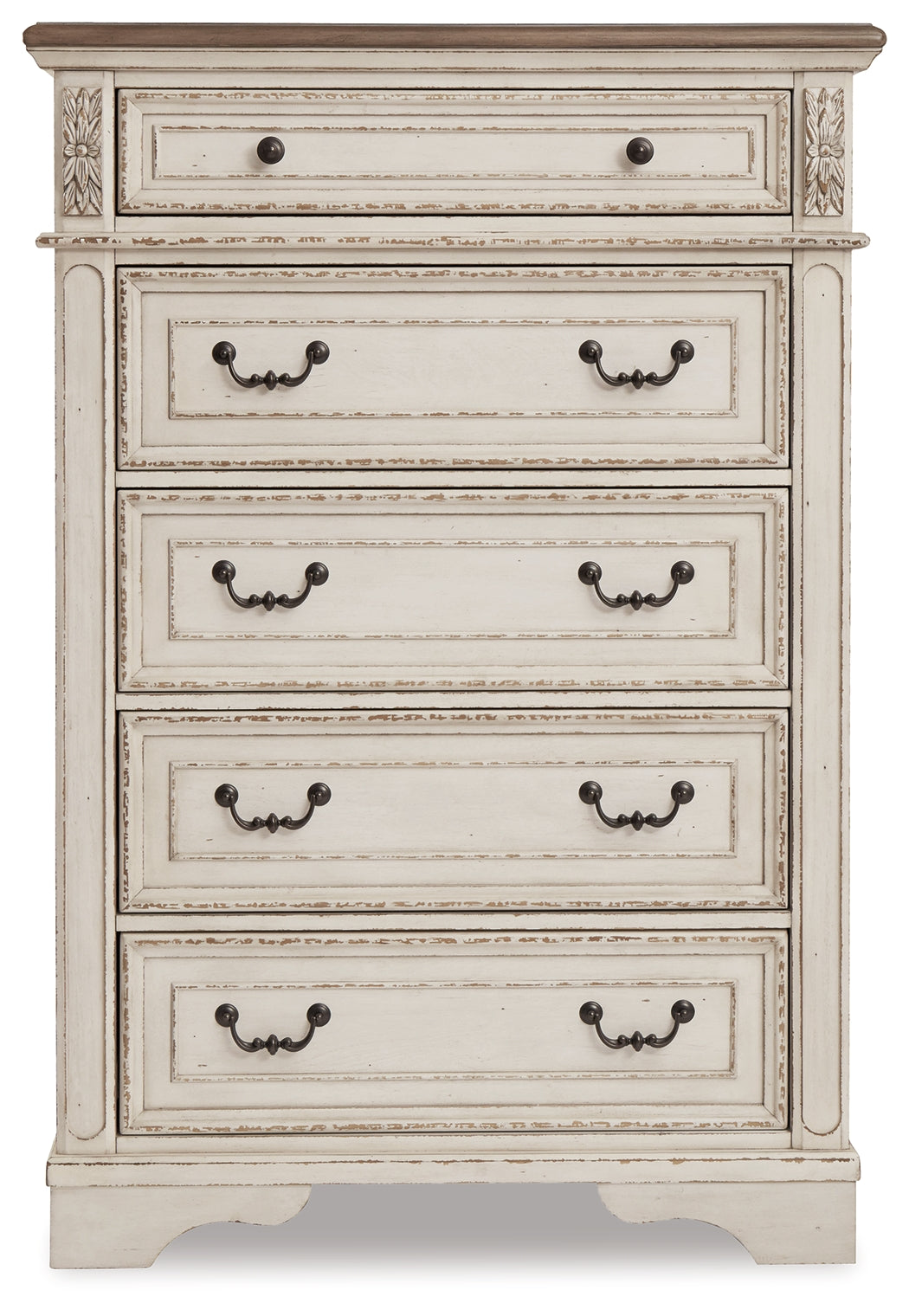Realyn Two-tone King Panel Bedroom Set with Dresser, Mirror, Chest and 2 Nightstands