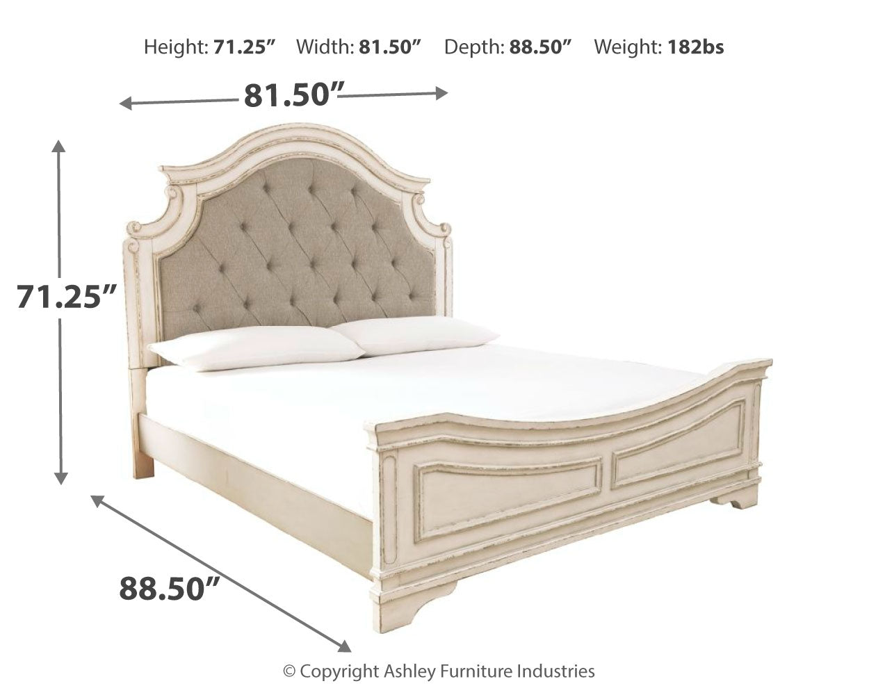 Realyn Two-tone King Panel Bedroom Set with Dresser, Mirror, Chest and 2 Nightstands