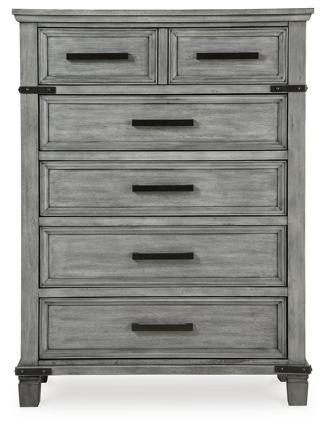 Russelyn Gray King Panel Storage Bedroom Set with Dresser, Mirror and Chest