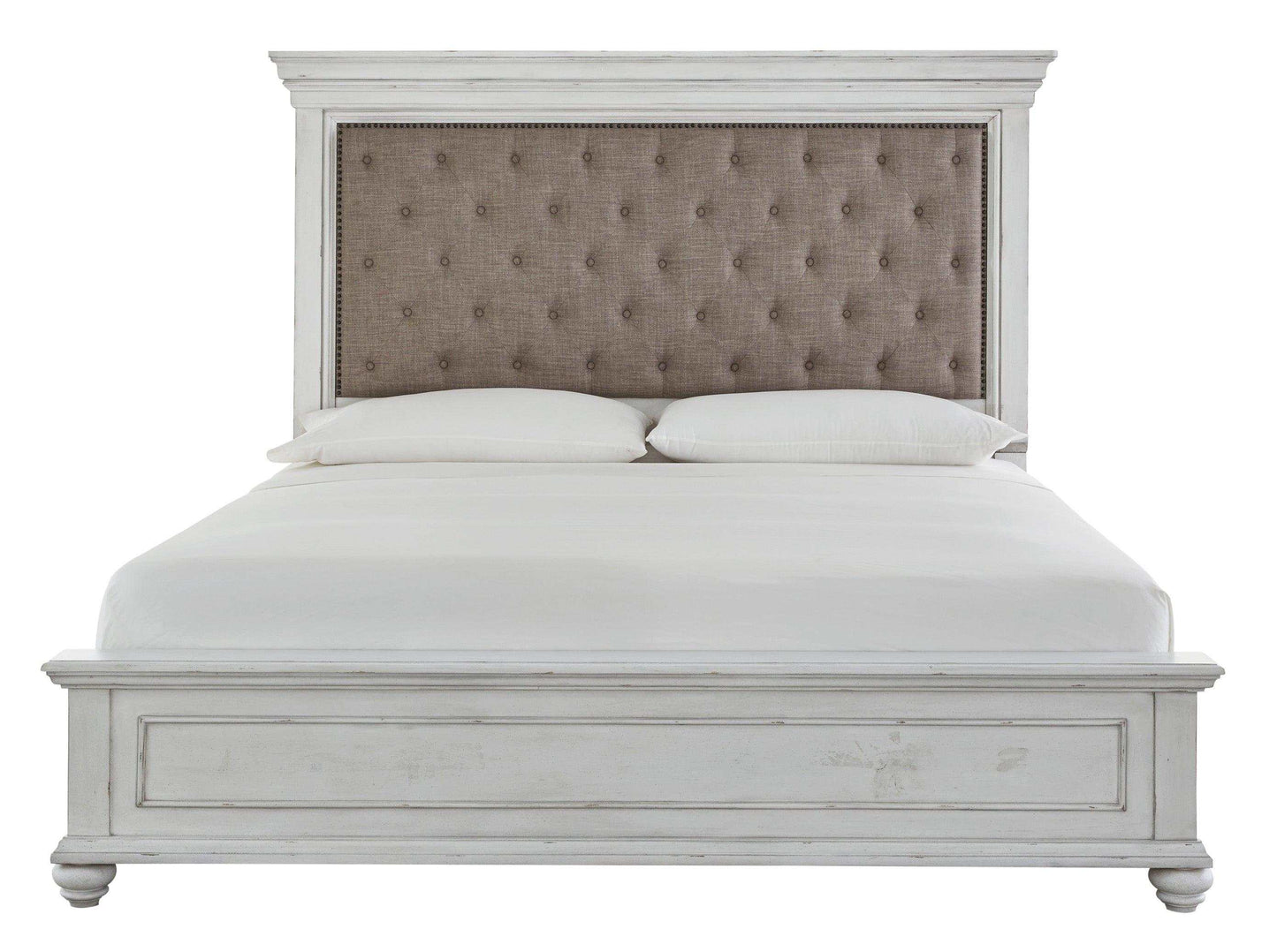 Kanwyn Whitewash California King Bed w/ UPH HB