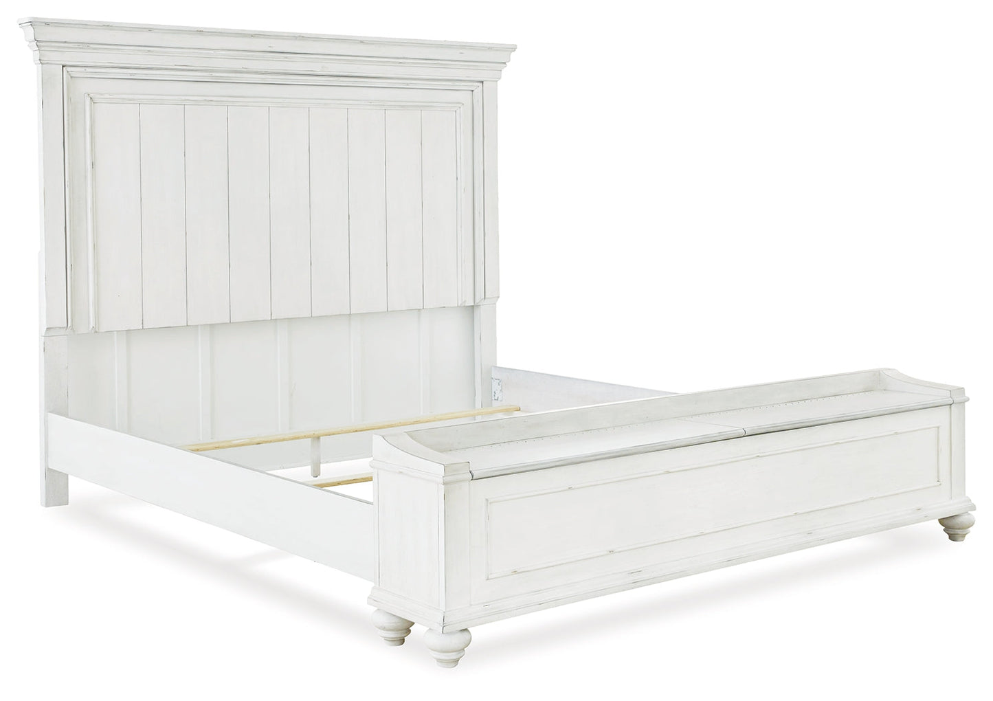 Kanwyn Whitewash Queen Panel Storage Bedroom Set with Dresser, Mirror and Nightstand