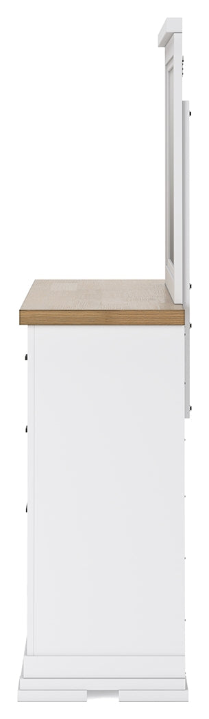 Ashbryn White/Natural California King Panel Storage Bedroom Set with Dresser and Mirror