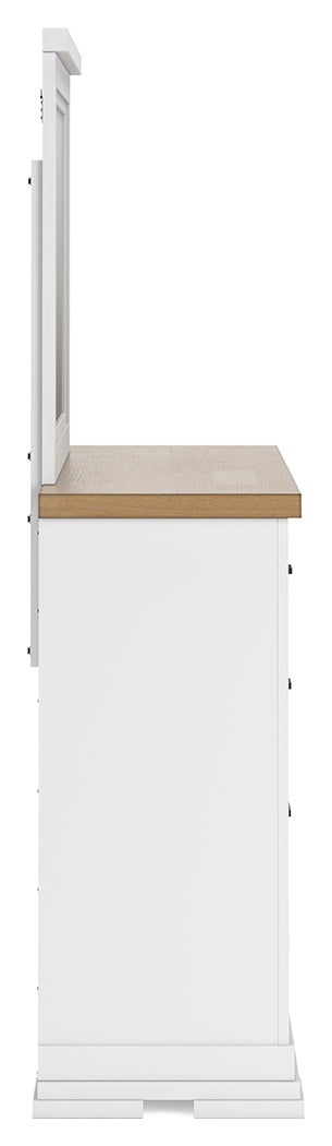 Ashbryn White/Natural California King Panel Storage Bedroom Set with Dresser and Mirror