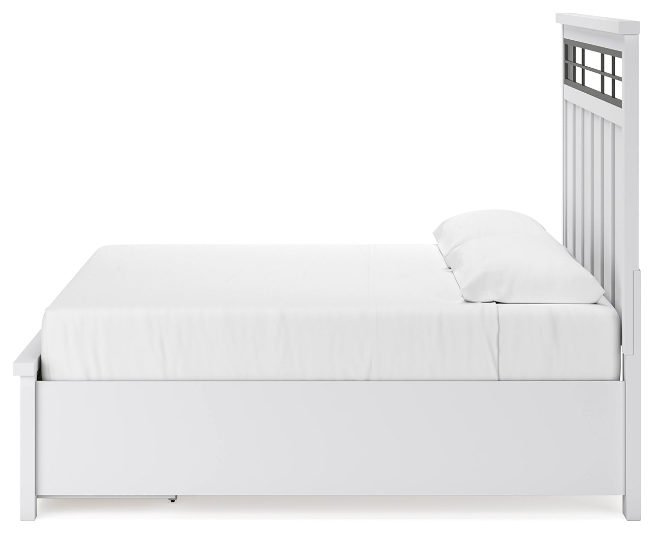 Ashbryn White/Natural King Panel Storage Bedroom Set with Dresser and Mirror