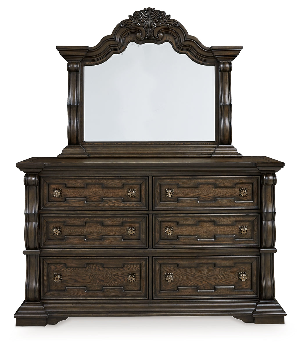 Maylee King Upholstered Bedroom Set with Dresser and Mirror