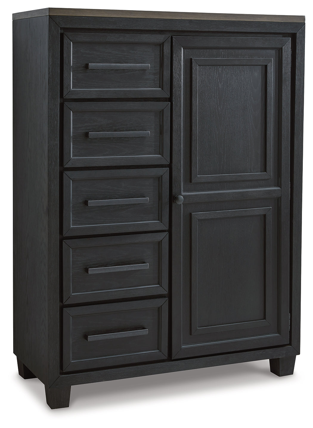 Foyland Black/Brown Cal King Panel Storage Bedroom Set with Dresser, Mirror, Chest and Nightstand