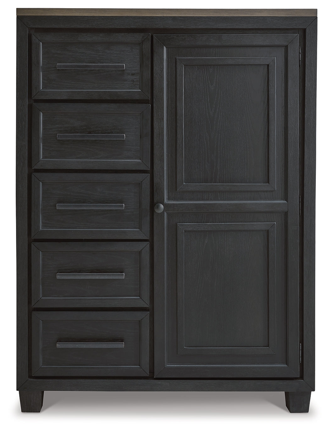 Foyland Black/Brown Cal King Panel Storage Bedroom Set with Dresser, Mirror, Chest and Nightstand