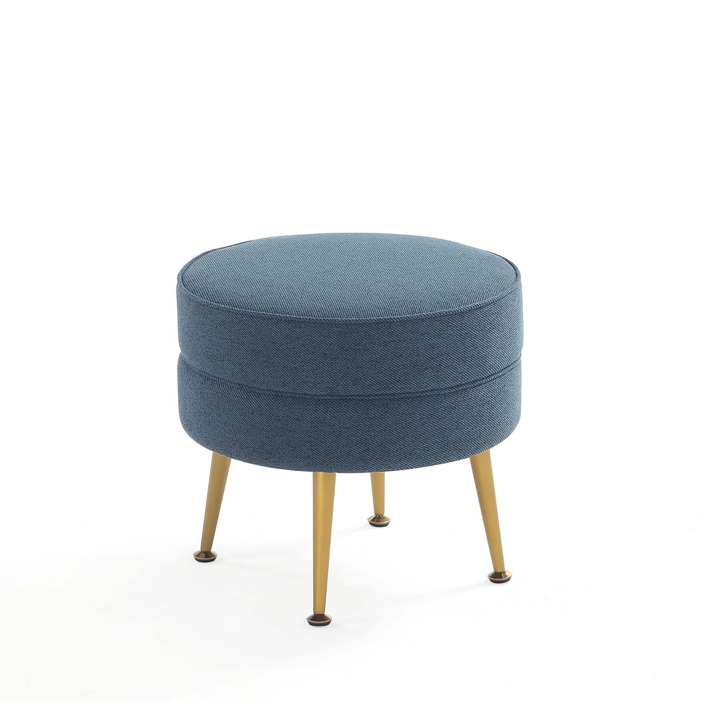 Bailey Ottoman in Blue with Gold Feet (set of 2) - Ornate Home