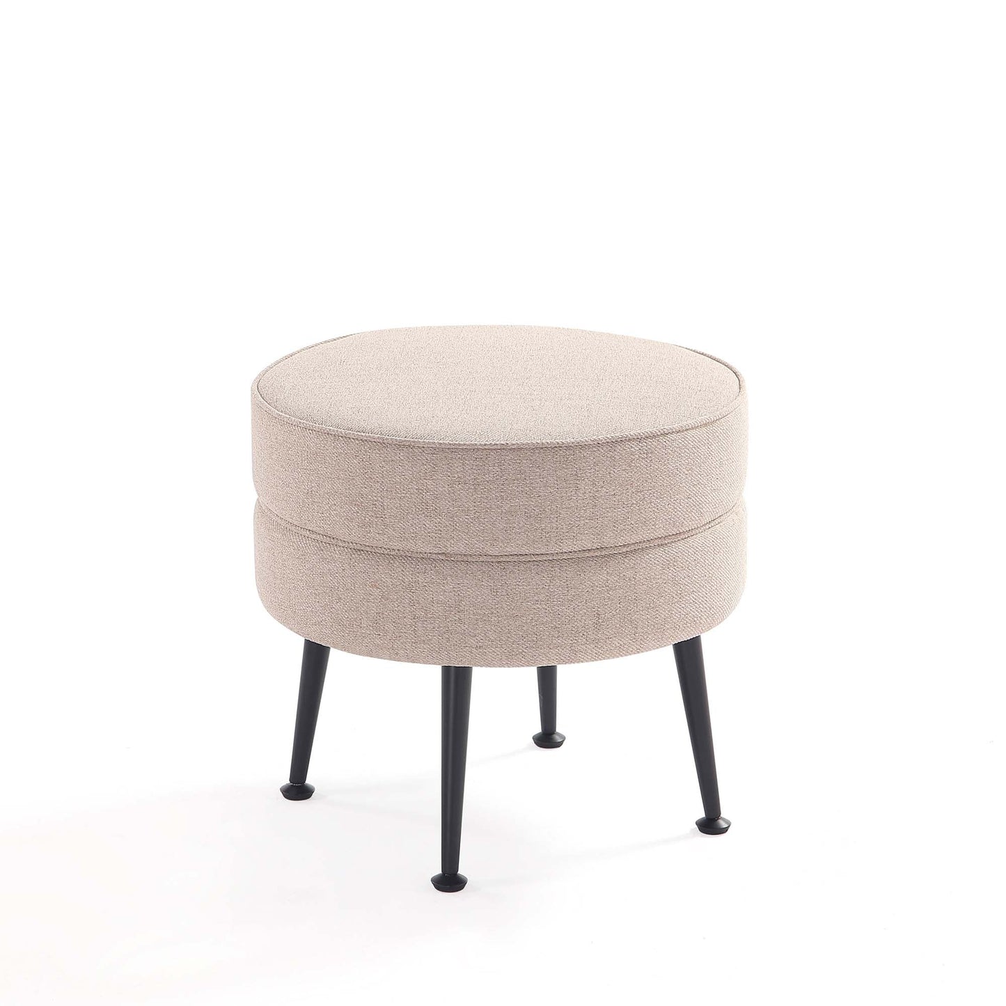 Bailey Ottoman in Oatmeal with Black Feet (set of 2) - Ornate Home