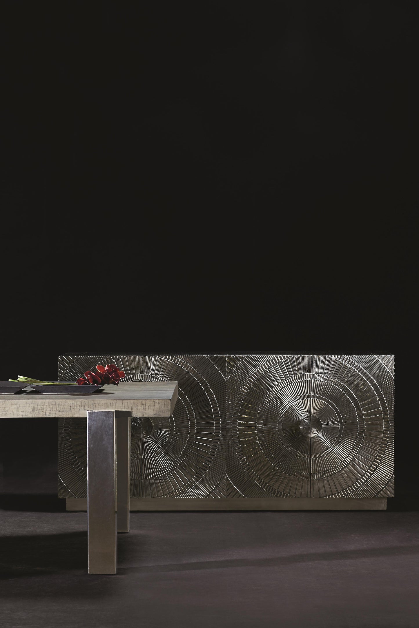 Barcelona German Silver Entertainment Credenza - Ornate Home