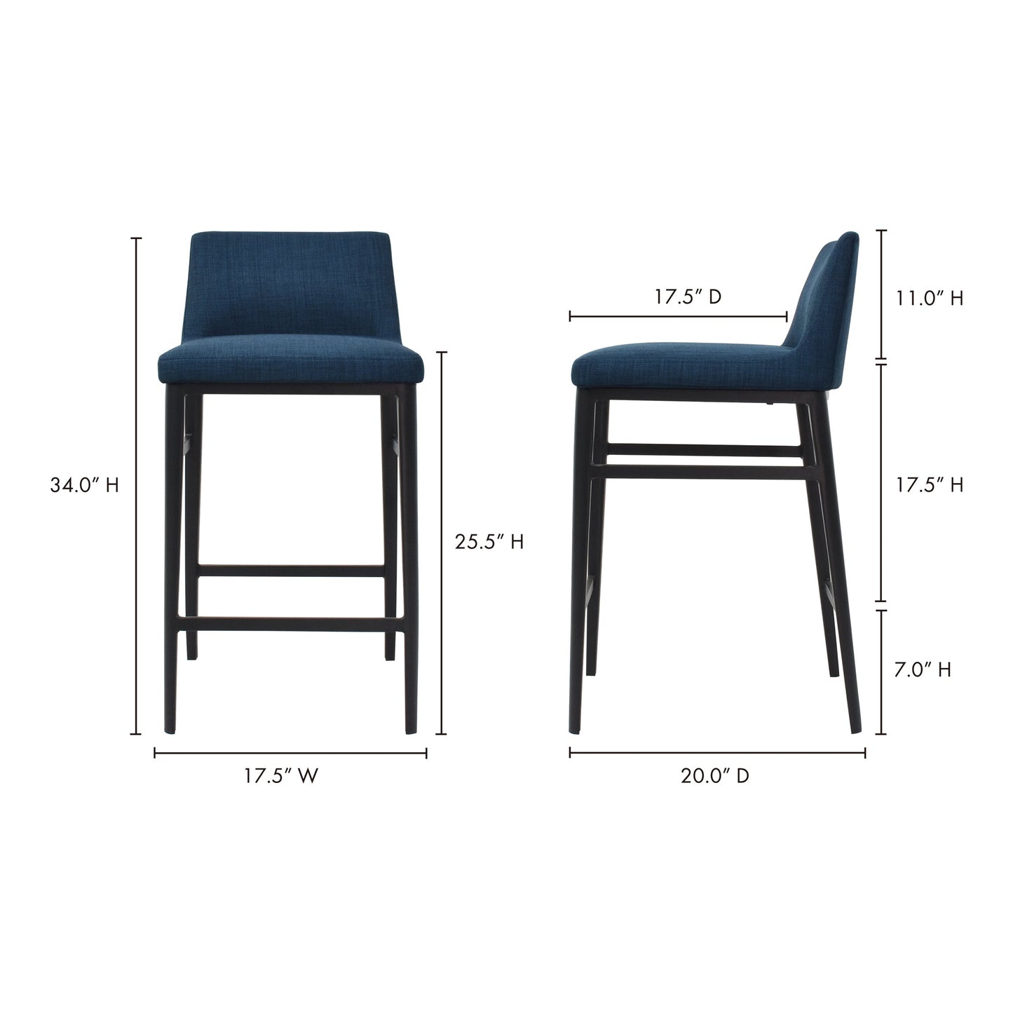Baron Blue Counter Stool - Ornate Home