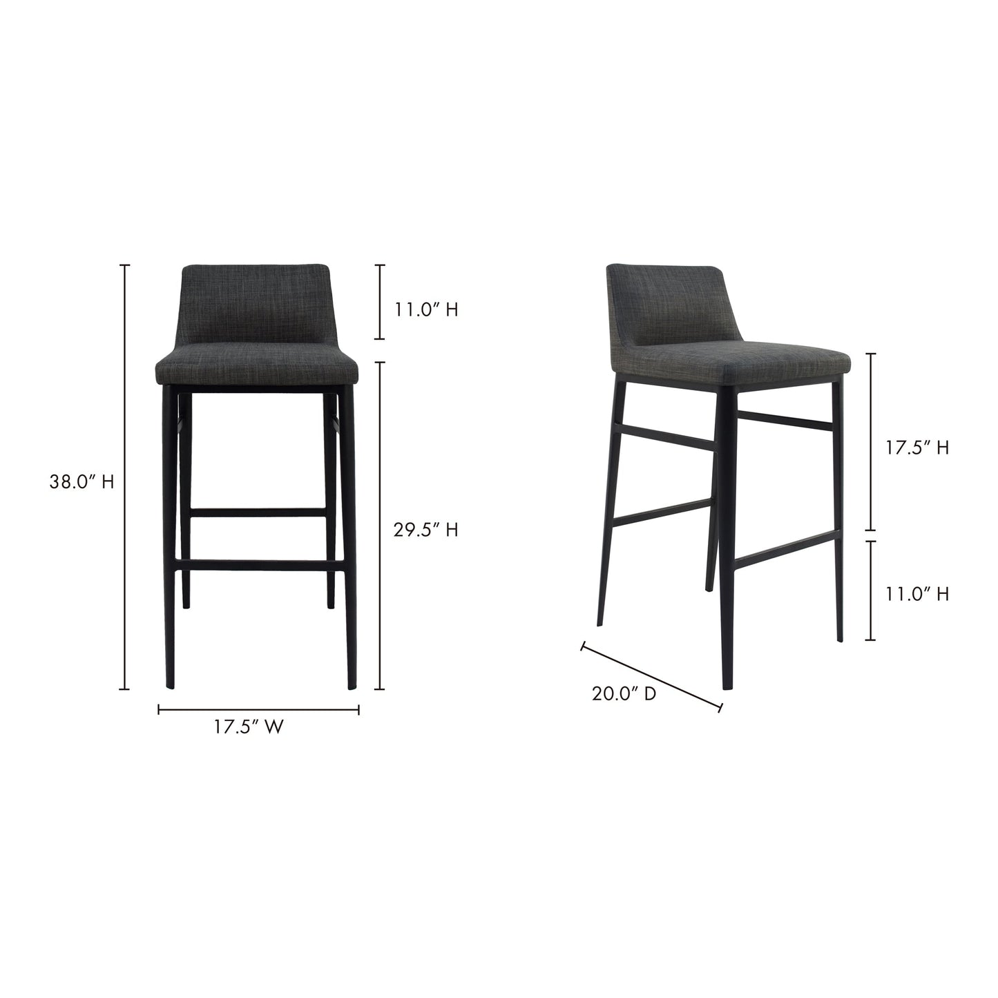 Baron Charcoal Grey Bar Stool - Ornate Home