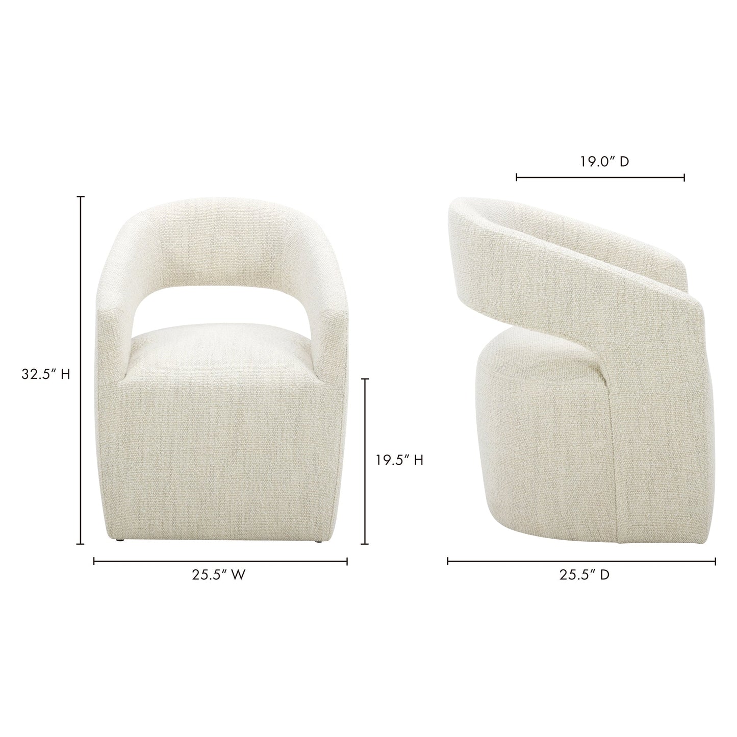Barrow White Mist Rolling Dining Chair - Ornate Home