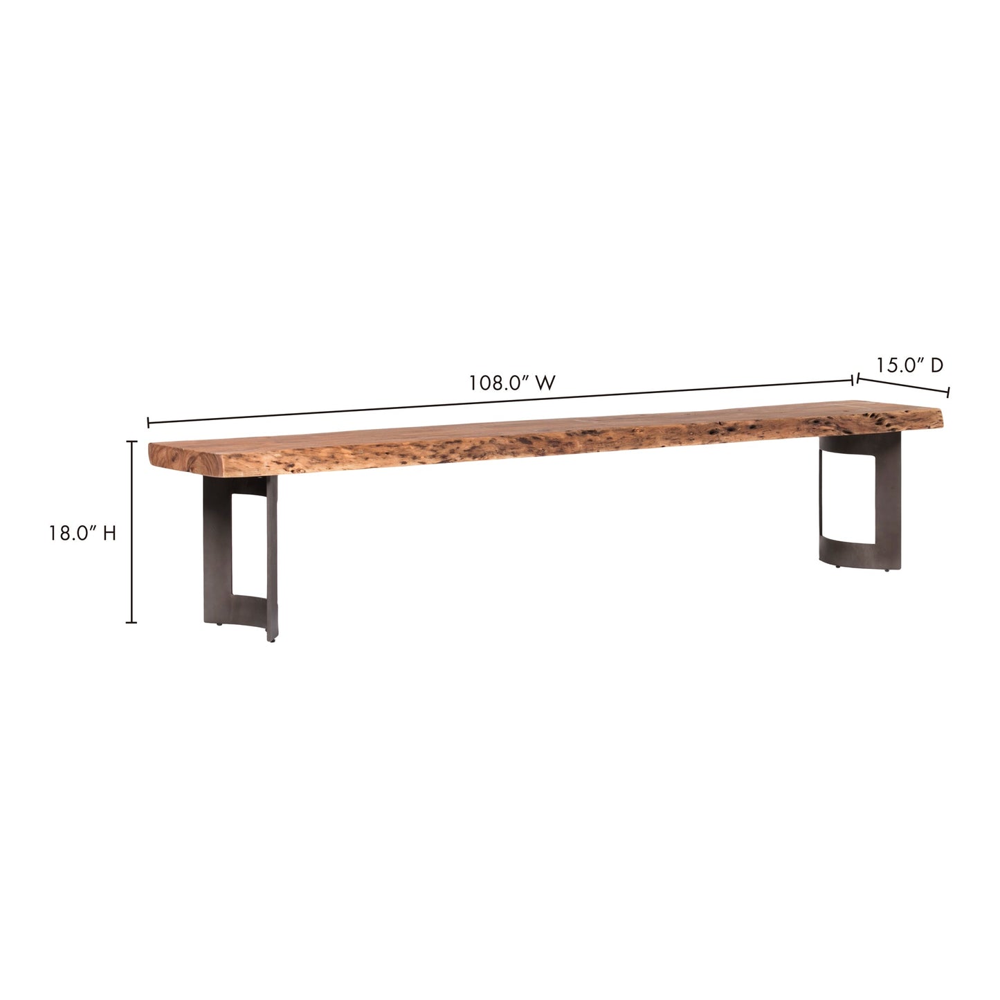 Bent Brown Large Bench - Ornate Home