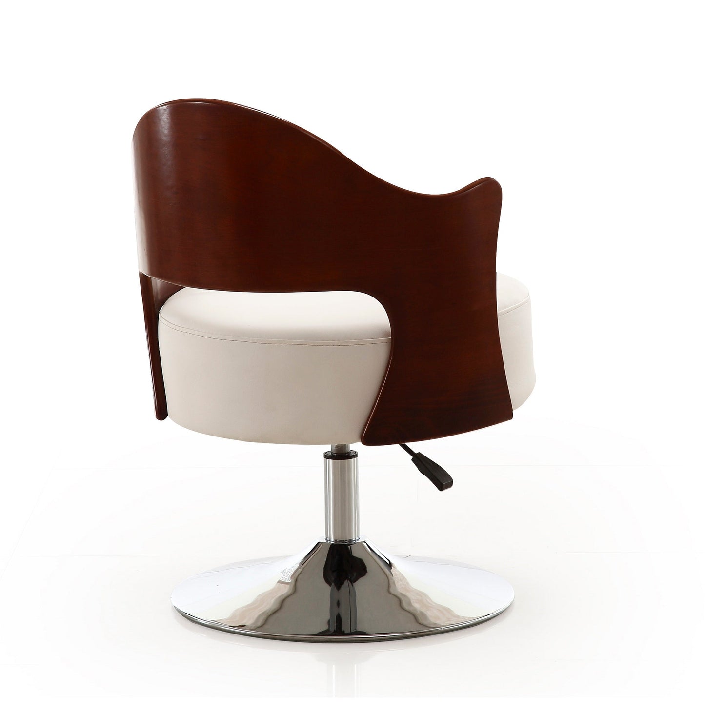 Bopper Adjustable Height Swivel Accent Chair in White and Polished Chrome (set of 2) - Ornate Home