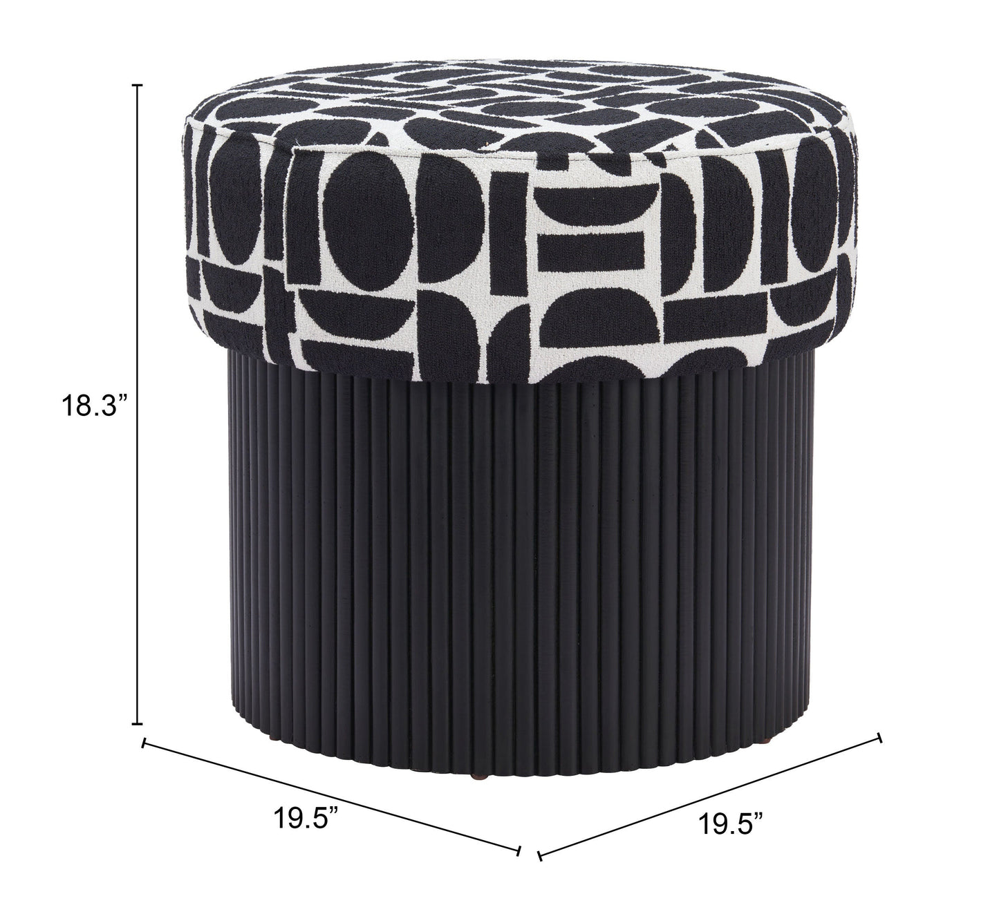Boto Black & White Storage Ottoman - Ornate Home